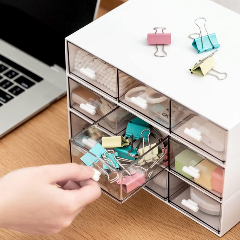 kulusion Desk Organizer-Stackable Storage Drawers, Plastic Compact Desk Storage Box Perfect for Collection Small Item/Cosmetic Office Organizer - 3 drawers (White) - Image 5